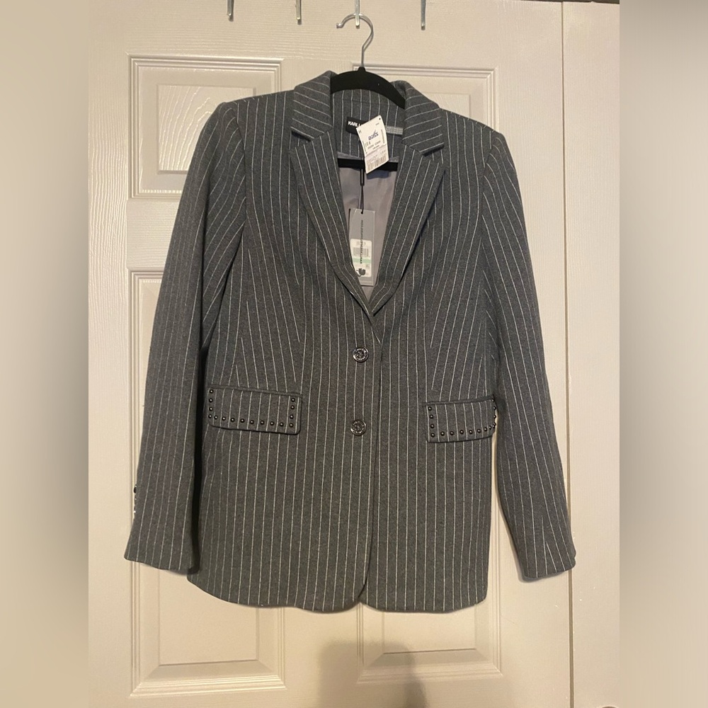 Karl Lagerfeld Charcoal Pinstripe Blazer